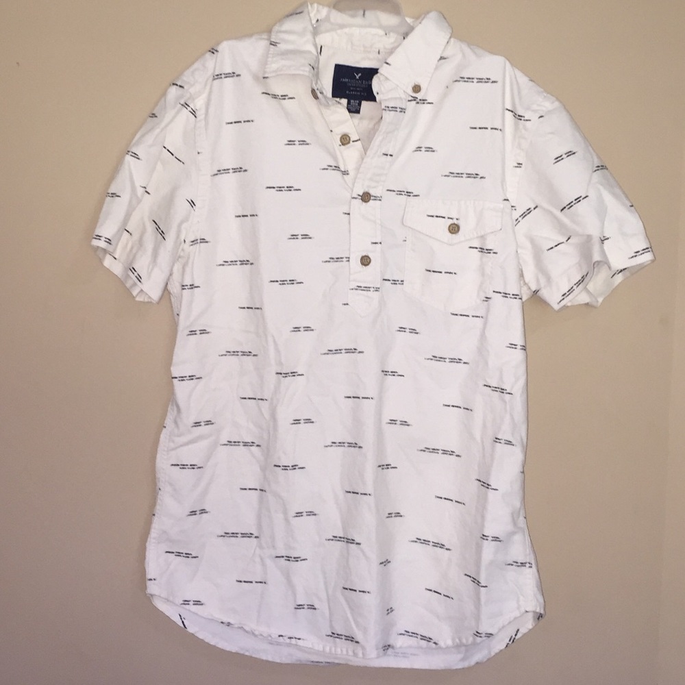 white/cream button up short sleeve from aeo